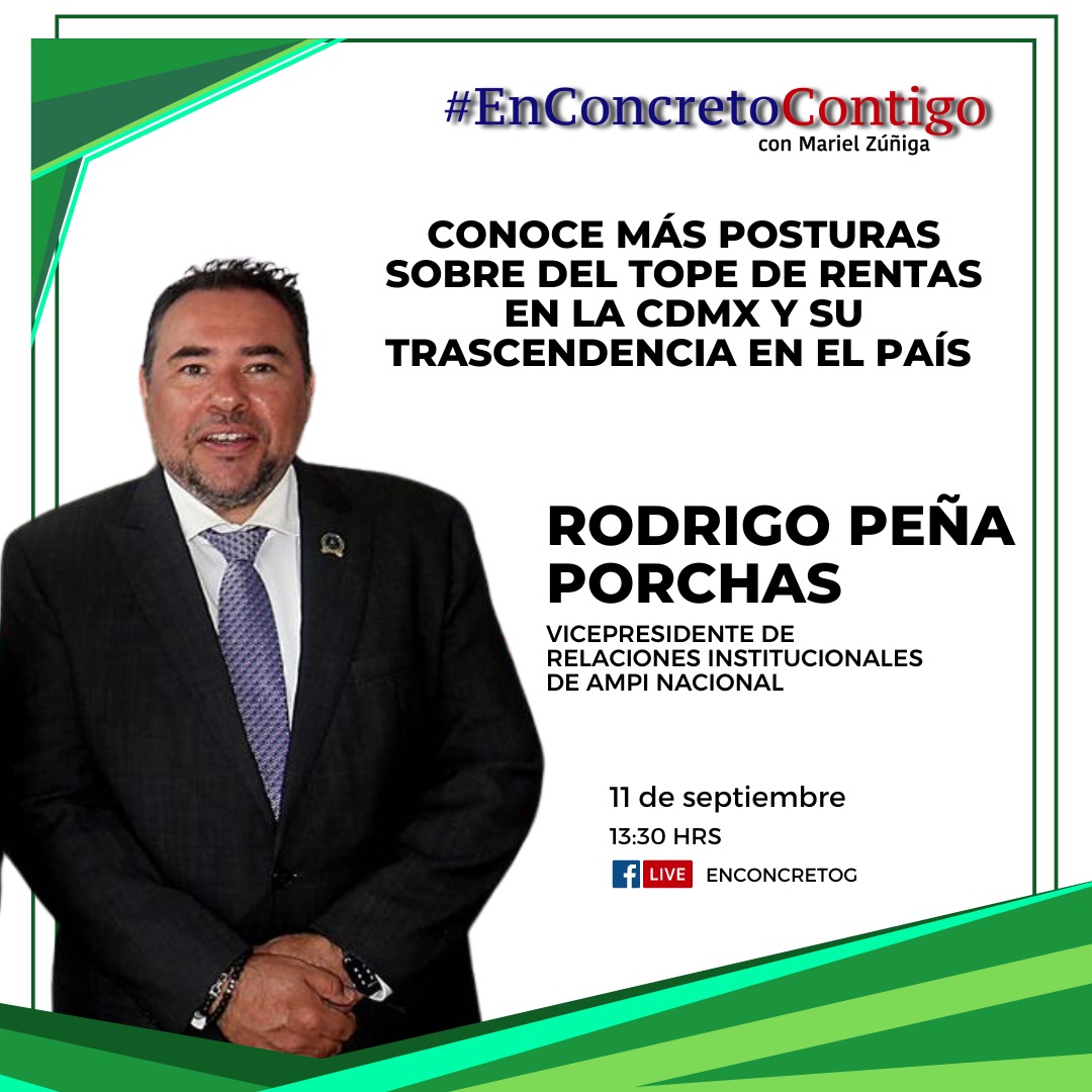 enconcreto's tweet image. 📣¡La cita es #Hoy, 13:30 hrs #EnVivo! Conoce más posturas sobre del tope de #rentas en la #CDMX y su trascendencia en el #país con Rodrigo Peña Porchas (@rpenaporchas), Vicepresidente de Relaciones Institucionales de @ampinacional 

Te esperamos por #EnConcretoContigo ➡️