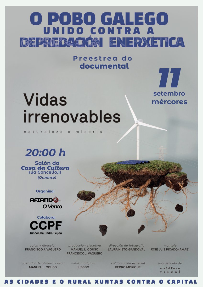 cineclubepf's tweet photo. Hoxe mércores 11 set. (20 h) Sesión extra coa proxección "Vidas Irrenovables" coa presentación do seu director, Francisco J.Vaquero, na Casa de cultura de #Ourense
https://t.co/R8Msd2DbMm
#VO/SE #DeBalde https://t.co/iXKJCCaQ51