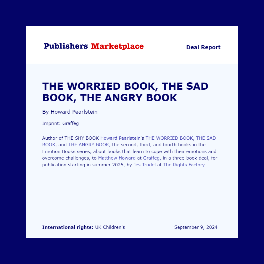 So proud of my client Howard (<a href="/HowPearlstein/">Howard Pearlstein</a>) for this great accomplishment! Graffeg (<a href="/graffeg_books/">Graffeg</a>) loved THE SHY BOOK so much, they're turning it into a 4-book set. #kitlit #pb #bookstoread 

THE SHY BOOK is available now: graffeg.com/products/the-s… 

#amagenting @TRFnews