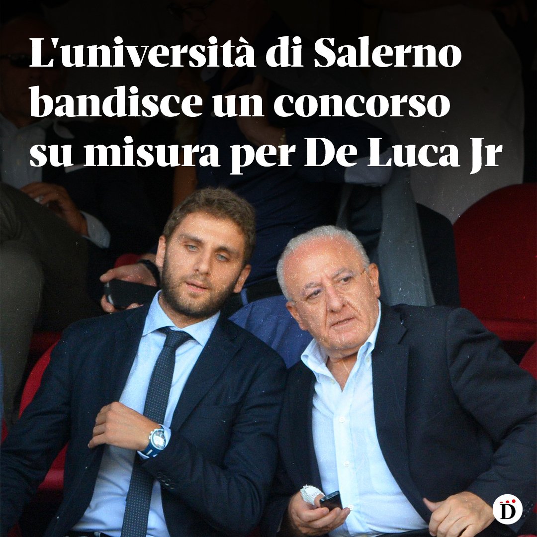 Flexgrimmy_'s tweet photo. Le premesse sembrano uguali a quelle di tre anni fa quando a una selezione bandita dall’università di #Salerno si presentarono solo due candidati. Uno era #RobertoDeLuca, secondogenito dell’attuale governatore della Campania Vincenzo. 

L’altro, un professionista con esperienza negli Stati Uniti d’America, che si autoeliminò, non presentandosi alla prova orale. Fu così che nel 2021 scoppiò un vero e proprio caso. Ma, nonostante il polverone, #DeLucaJr assunse l’incarico da ricercatore a termine.

Oggi la storia si ripete. Basta guardare uno degli ultimi avvisi dell’università di Salerno, inerente alla procedura per il reclutamento di un professionista, per rendersene conto. I candidati convocati alla selezione sono, ancora una volta, due. E uno di loro è proprio Roberto #DeLuca.

Una mera coincidenza?
