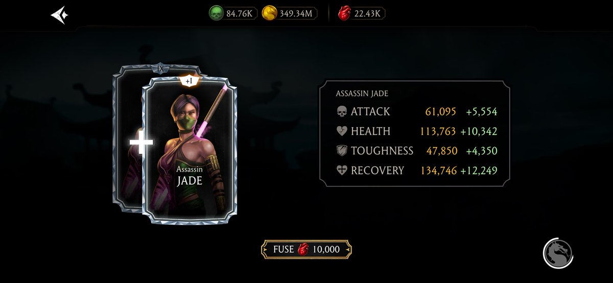 42Lazlo's tweet photo. Youβll probably all think Iβm crazy but I got Jade to FX over a fusion 2 on kenshi
I was only 1500 hearts way from getting them both
So I got the gear instead
Frustrating but still walked away with some good π©
On to the next β¦
#MkMobile #KryptStore #TheKrypt https://t.co/t0xNysvE4c