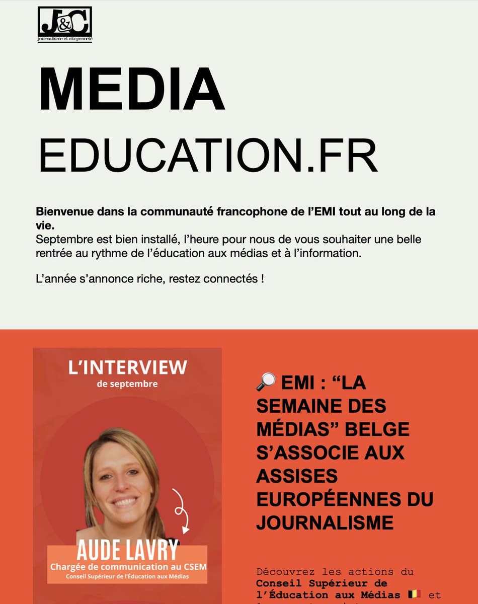 Notre info lettre est sortie ! Vous y retrouvez chaque mois les dernières infos #EMI. Pas encore abonné ? : mediaeducation.fr🤓