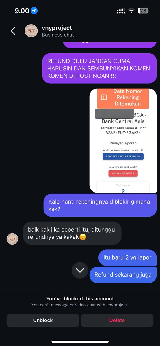 Bananaberr's tweet photo. @xxshiloh9 @DwifRegina Kakkk aku berhasil udah di refund, akhirnya setelah hampir 2 bulan 
Dia takut rekeningnya di blokir https://t.co/83x3PCxCMS