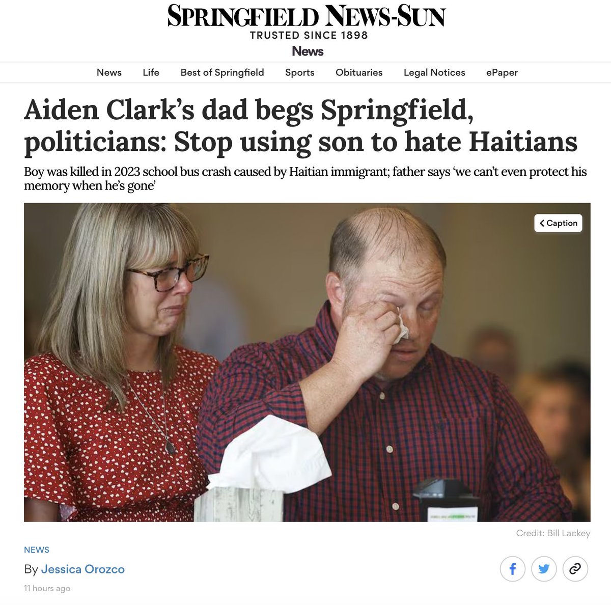 oneunderscore__'s tweet image. “I wish that my son, Aiden Clark, was killed by a 60-year-old white man. I bet you never thought anyone would say something so blunt, but if that guy killed my 11-year-old son, the incessant group of hate-spewing people would leave us alone."

springfieldnewssun.com/news/aiden-cla…