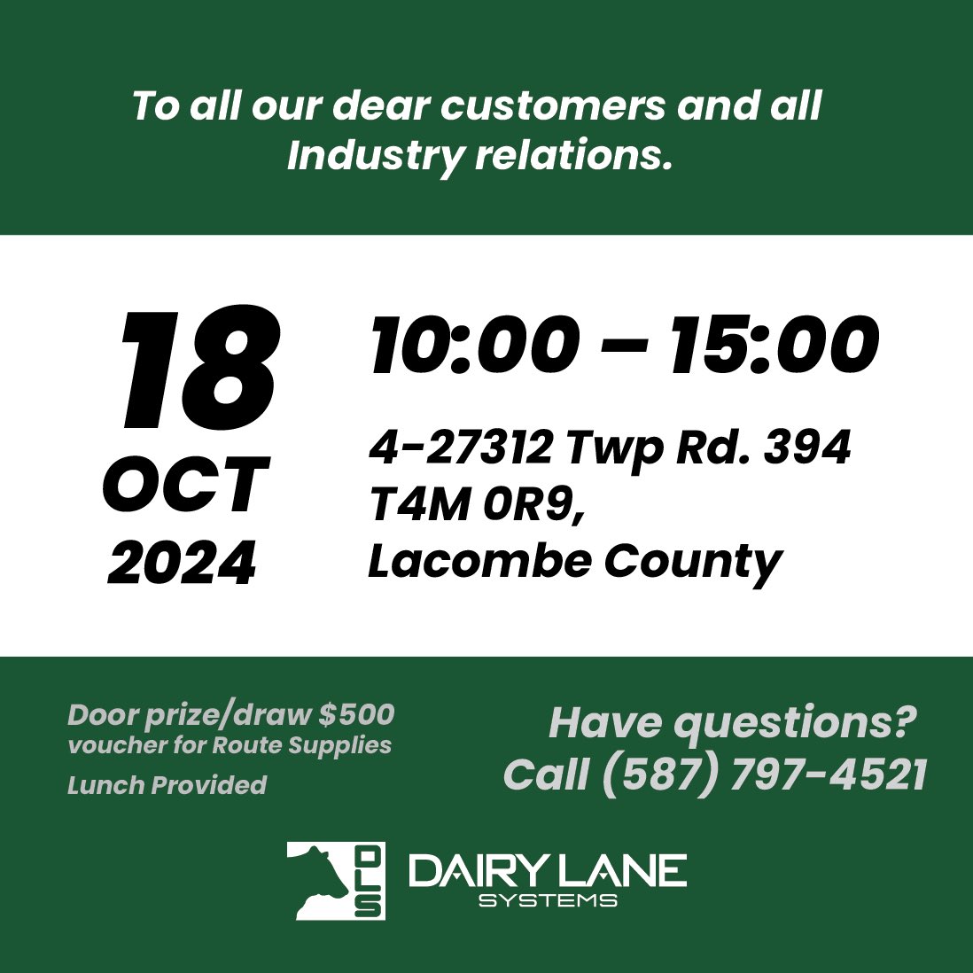 dairylanesystem's tweet photo. We're excited to invite those in the Alberta area to our open house next month at our new Blackfalds location! We now service Alberta out of 3 branches: Leduc, Lethbridge and Blackfalds. https://t.co/K1mfCuzIT9