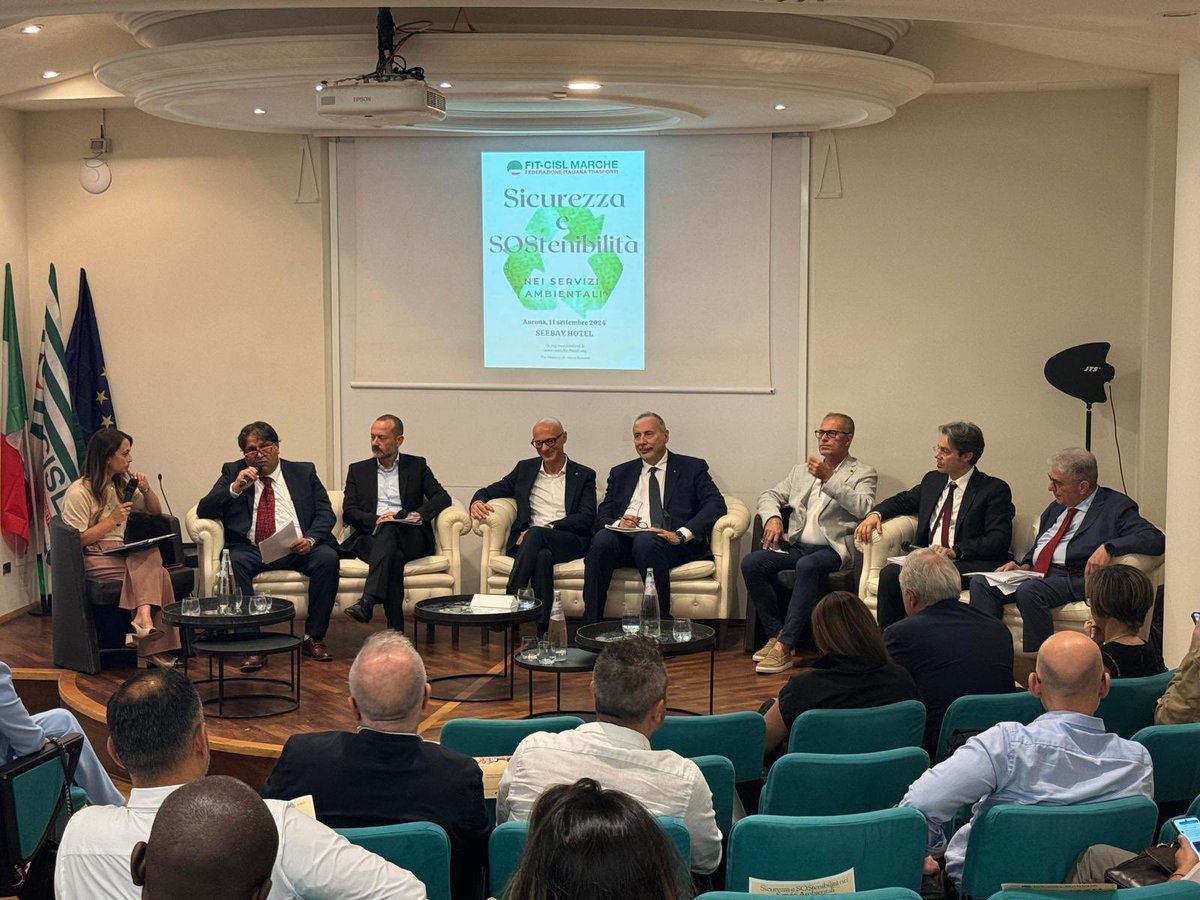 FitCisl's tweet photo. #11settembre♻️Convegno #Sicurezza e #sostenibilità nei #serviziambientali organizzato da #FitCislMarche
Il SG @salvopellecchia: “Introdurre #stopworkauthority come misura di #sicurezza aggiuntiva per gli operatori del settore,esposti a rischio #infortuni e #malattieprofessionali” https://t.co/HH5k5WtdqJ