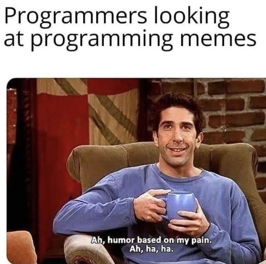 proxet's tweet photo. When you try to laugh off your pain but it's still there. Share your latest fun-but-true situation - let’s deal with it together! 💪

#memewednesday #proxetsocial #devchallenges #programmingmemes https://t.co/Q6Y3MVtzl1