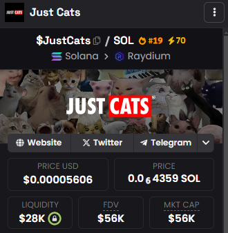 JustCatsSol's tweet photo. Still Standing strong 19 on dex 💪🔥 https://t.co/ntQ6VNRwwk