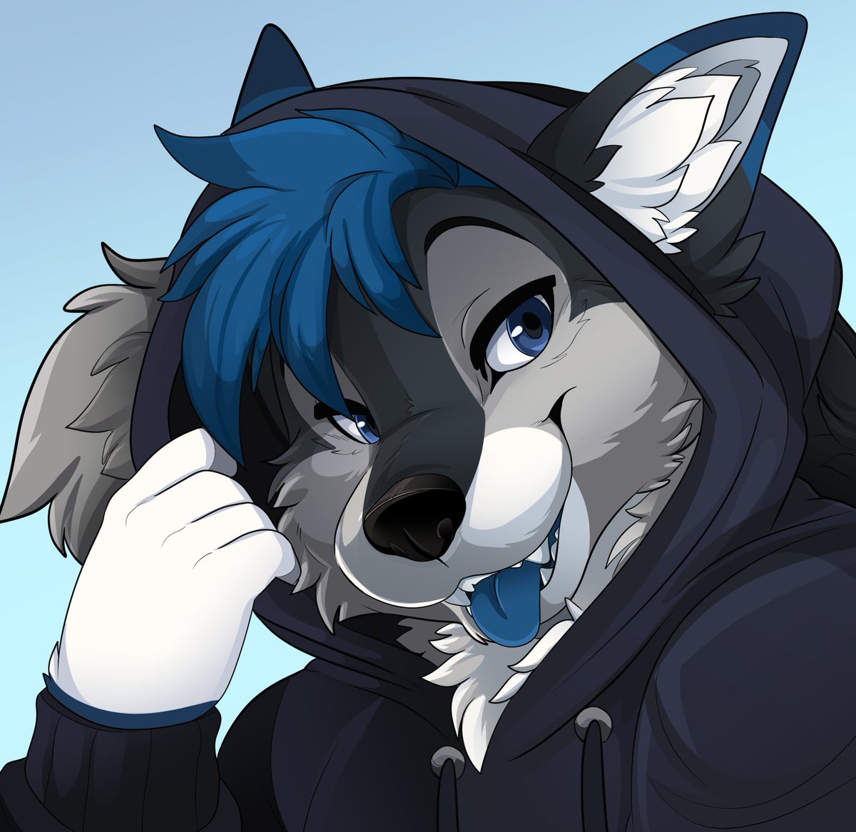 Hey you, seen a hoodie Wusky before? Now you have o.o

🎨: <a href="/brizunzies/">Feve 🔜 Anthrocon</a>

#furry #fursuit #WuskyWednesday