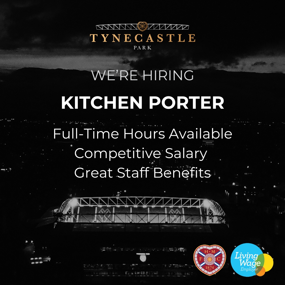 We have an exciting opportunity for a Kitchen Porter to work within the Catering &amp; Hospitality Team at Tynecastle Park!

For more info 👉 bit.ly/hmfccareers