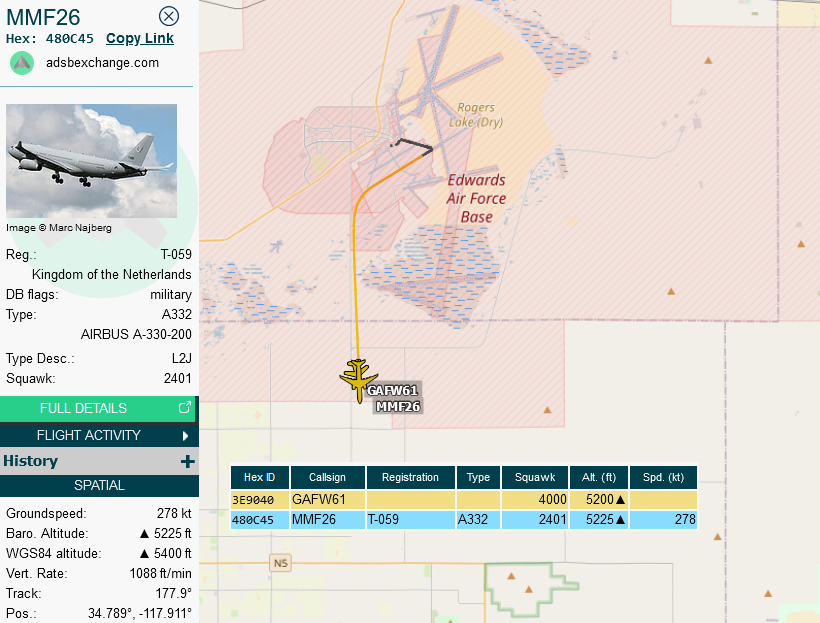 SirListenalot's tweet photo. Sep10 ~1650z MMU #A332 #480C45 #MMF26 departed Edwards with its chicks to... guess where 😉 https://t.co/hMnQ2mvaeD