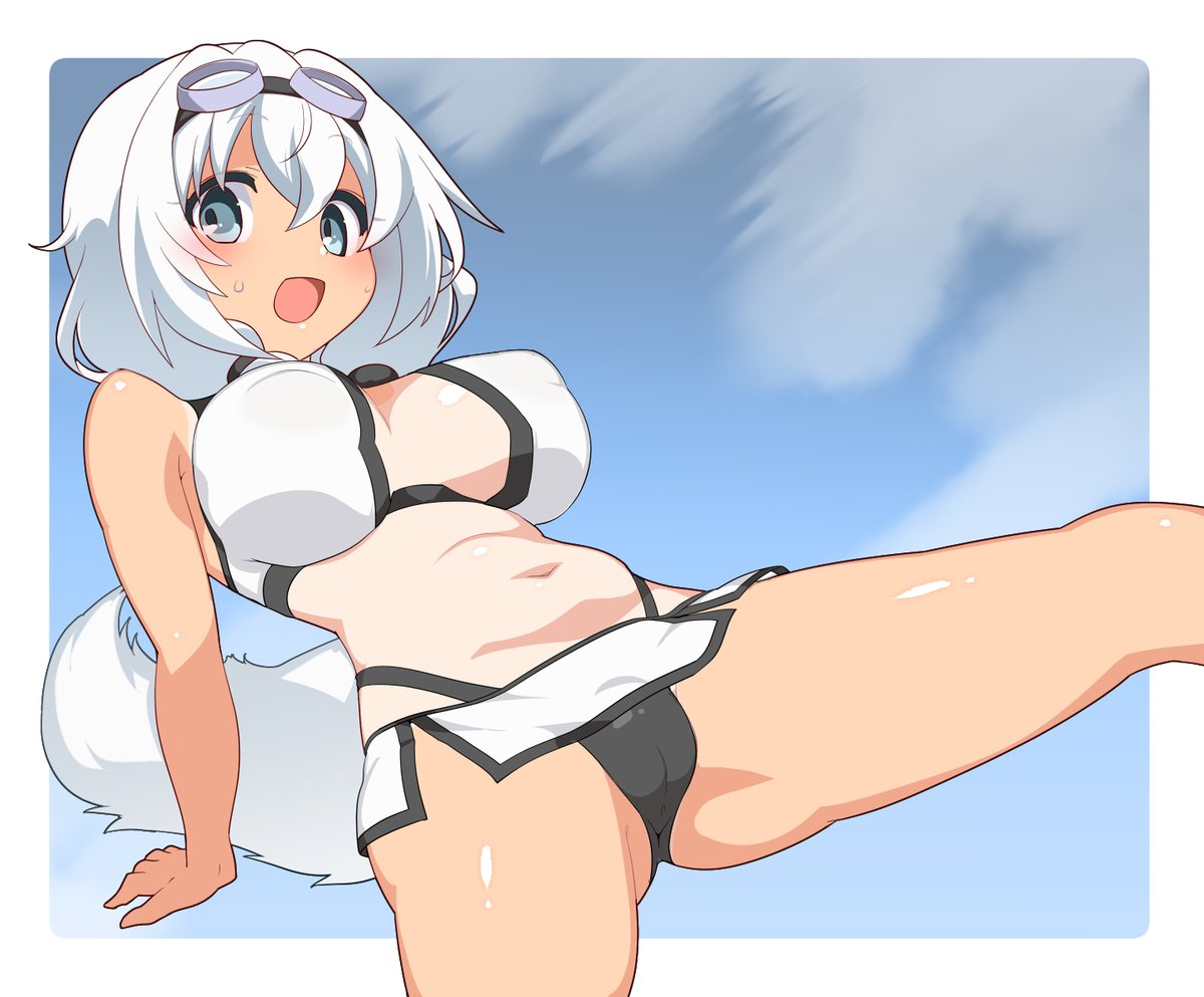 skebリクで描いたモチ子さん(日焼け) 