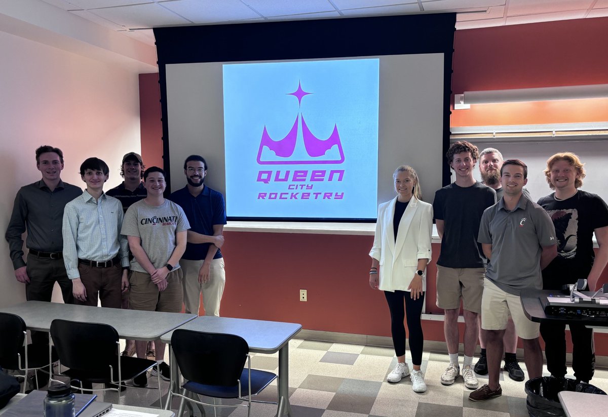 UCSpaceportCup's tweet photo. 🚀 Excited to introduce Queen City Rocketry at @uofcincy! We're designing an innovative rocket system with a payload to compete at the Spaceport America Cup 2025. Huge thanks to Grant Schaffner, Curt Fox, and UC for the support!

📸 Pics from our project definition presentation. https://t.co/tB1ZrA7hYz