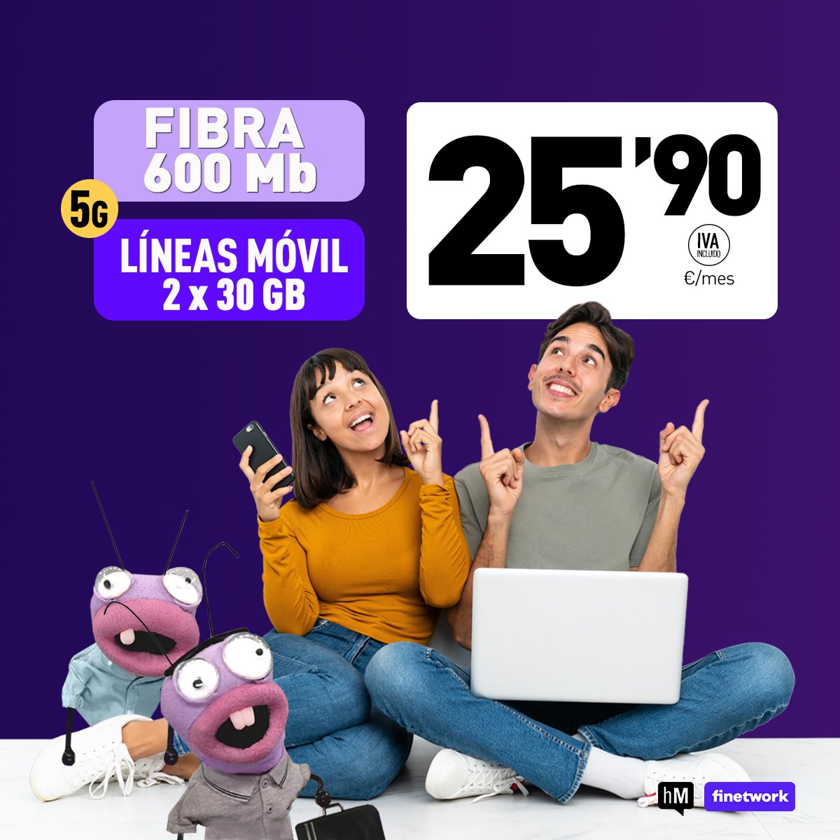Para que la VUELTA AL COLE no se haga imposible #finetwork vas a tener una línea adicional casi por lo mismo … FIBRA 600Mb + 2 líneas Móvil 30GB para cada línea … por sólo 25,90€/mes 
Solicítala en cualquier tienda #holamobi holamobi.com/tiendas/ #vueltaalcole