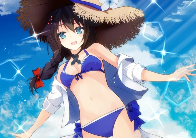 時雨ちゃん描きました(/・ω・)/ 夏イベ中だし水着でも何も問題ないな! #艦これ