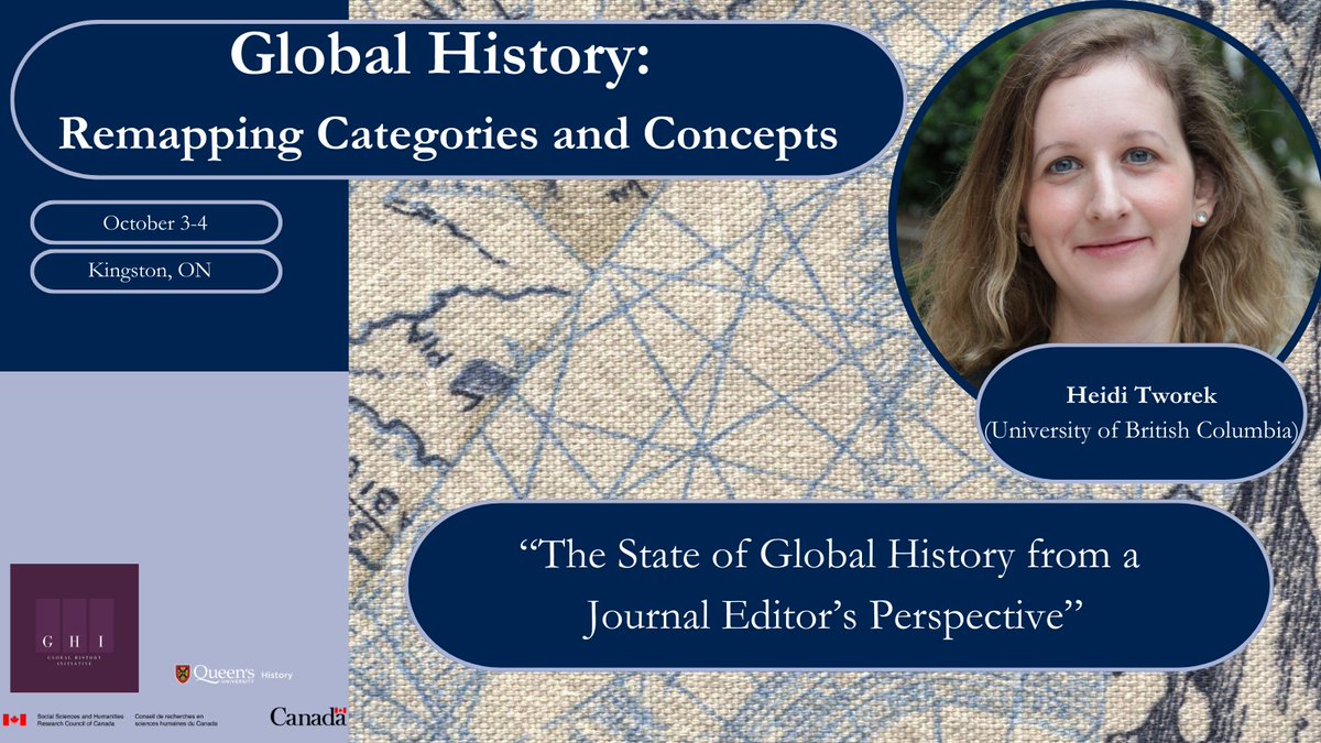 Hear Dr. <a href="/HeidiTworek/">Heidi Tworek</a> present on "The State of Global History from a Journal Editor's Perspective" at Global History: Remapping Categories and Concepts, Oct 3-4 at Queen's University. Virtual registration info and full schedule to come. queensu.ca/ghi/events/upc…