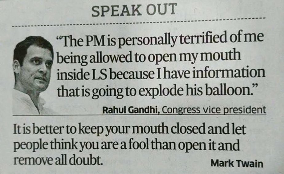 abhijitmajumder's tweet photo. This newspaper copy editor deserves a gold medal. #RahulGandhi https://t.co/WfZgbG4rpg