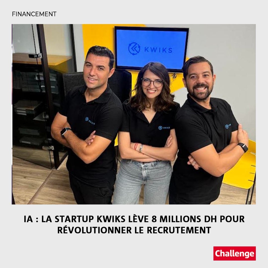 Challenge_ma's tweet image. 🚀 KWIKS lève 8M DH pour révolutionner le recrutement avec l&apos;IA ! 🤖 La startup marocaine accélère ses solutions et vise l&apos;international.

Les détails 👉 t.ly/PAiZo

#Startup #IA #TechMaroc #Innovation