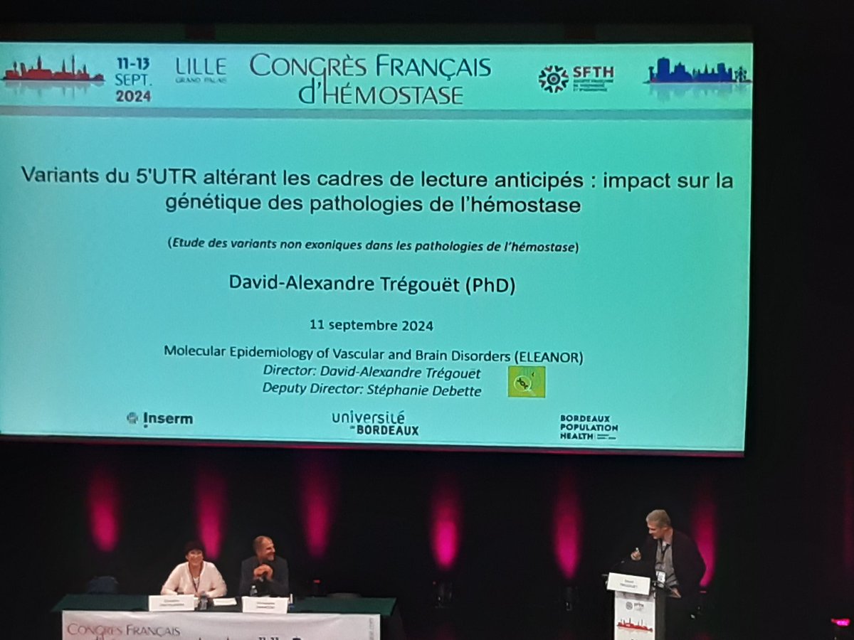 Gaëlle MUNSCH (@gaellemunsch) on Twitter photo <a href="/TregouetBPH/">Tregouet David-Alexandre</a> represents <a href="/ELEANOR_BPH/">Molecular Epidemiology of Vascular/Brain Disorders</a> and <a href="/BPH_Research/">BORDEAUX POPULATION HEALTH Center</a> at the #CFH2024 by giving an overview of the underestimated role of 5'UTR mutations creating upstream open reading frame in haemostatic genes. <a href="/TregouetBPH/">Tregouet David-Alexandre</a> represents <a href="/ELEANOR_BPH/">Molecular Epidemiology of Vascular/Brain Disorders</a> and <a href="/BPH_Research/">BORDEAUX POPULATION HEALTH Center</a> at the #CFH2024 by giving an overview of the underestimated role of 5'UTR mutations creating upstream open reading frame in haemostatic genes.