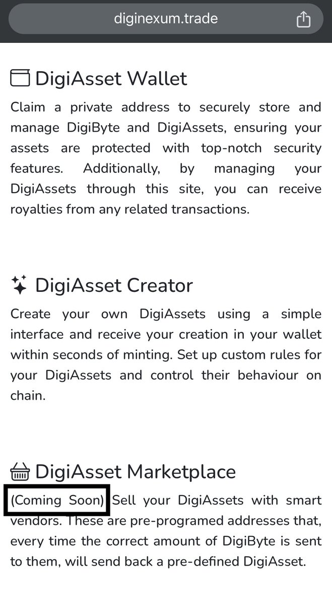 Cardon_Saguaro's tweet image. How to get started:
1. You need some $DGB #DigiByte. The cost of creating an asset depends on the size of your file.
2. #DigiID supported app for login. 
3. Once logged in, go to creator. Fill the metadata fields &amp;amp; upload your file.
4. Issue #DigiAsset.

diginexum.trade