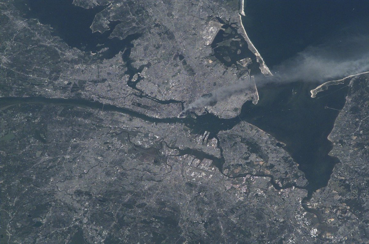 NASA astronaut Frank Culbertson was aboard the International Space Station on Sept. 11, 2001; he took this photo of New York City, and many others, on the day of the attacks. Today, we remember the heroes, the survivors, and the lives lost on 9/11: go.nasa.gov/3ZkwpXd
