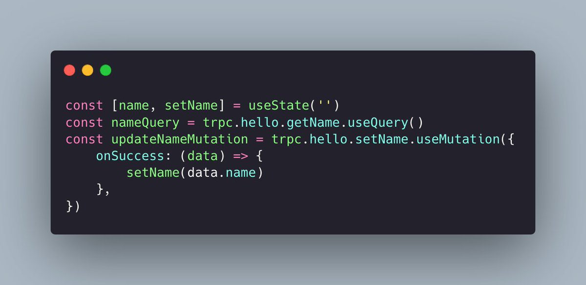 dangvanthanh's tweet photo. Easily to retrieve and update data with #trpc using query and mutation. https://t.co/4cJJd5RqbU