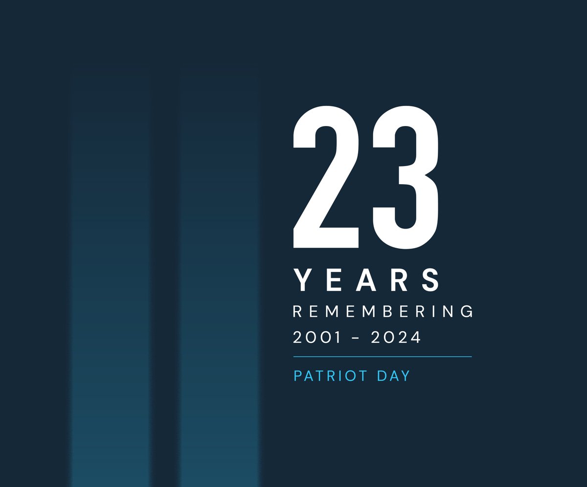 Today we reflect, mourn, and remember those who lost their lives on September 11th, 2001. We are grateful to the first responders who gave their lives to save those of strangers, and honor them with a commitment to community, service and the enduring values of our great country.