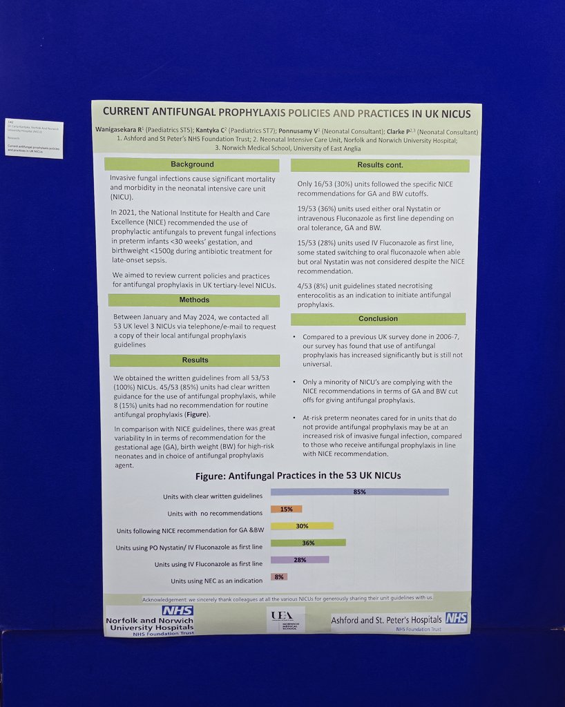 RishiniWanigas1's tweet image. Review of current antibiotic choices for early &amp;amp; late onset sepsis in UK NICUs.

Current antifungal prophylaxis policies and practices in UK NICUs.

@drpaulclarke @DocNila  @BAPM_Official @NNUH @StNicu