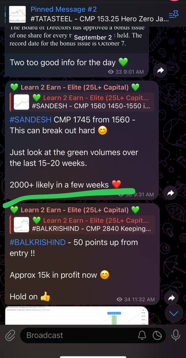 tsarun1992's tweet photo. #SANDESH

2000+ expectation was shared 10 days back and today it hit our target.

Such insights don’t come out of blind conviction or some random news.

It’s purely a technical & psychological game that tests your patience a lot of time, yet you win when you don’t give up 💚

During bullish days you might not need anyone’s support, but during long consolidation and bearish days, you definitely need some good experience to support you with and gain conviction 

Join our community to get this kind of support and be rest assured that you’re safe ❤️