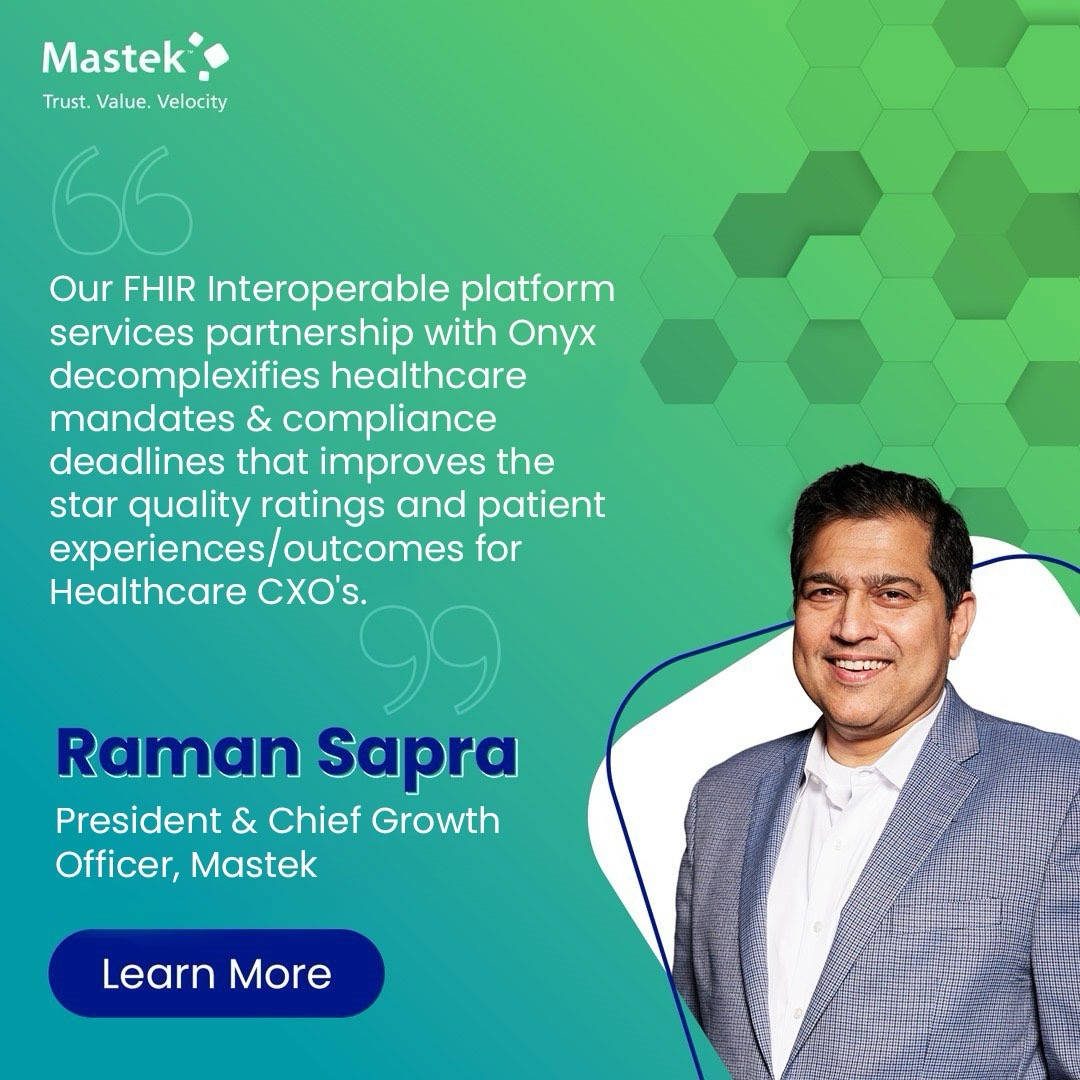 <a href="/raman_sapra/">Raman Sapra</a> emphasizes our commitment to providing next-gen solutions for healthcare industry. This strategic partnership with <a href="/OnyxHealth_Tech/">OnyxHealth.io</a> aims to drive improvements in data exchange, regulatory compliance &amp; patient outcomes.
Press release mastek.com/pressreleases/…
<a href="/ladwas/">Susheel Ladwa</a>