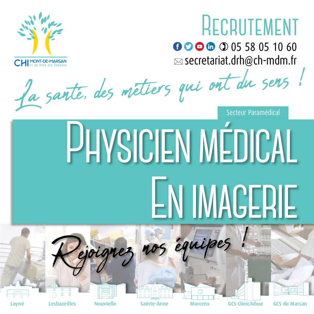 📣ℹ️𝗩𝗼𝘂𝘀 ê𝘁𝗲𝘀 #Physicien médical en imagerie, 𝘃𝗲𝗻𝗲𝘇 𝗰𝗼𝗺𝗽𝗹é𝘁𝗲𝗿 𝗻𝗼𝘀 é𝗾𝘂𝗶𝗽𝗲 𝗲𝘁 𝗱é𝗯𝘂𝘁𝗲𝘇 𝘂𝗻𝗲 𝗻𝗼𝘂𝘃𝗲𝗹𝗹𝗲 𝘃𝗶𝗲 𝗱𝗮𝗻𝘀 𝗹𝗲𝘀 📍𝗟𝗮𝗻𝗱𝗲𝘀 !
ch-mt-marsan.nous-recrutons.fr/poste/67hr1453…