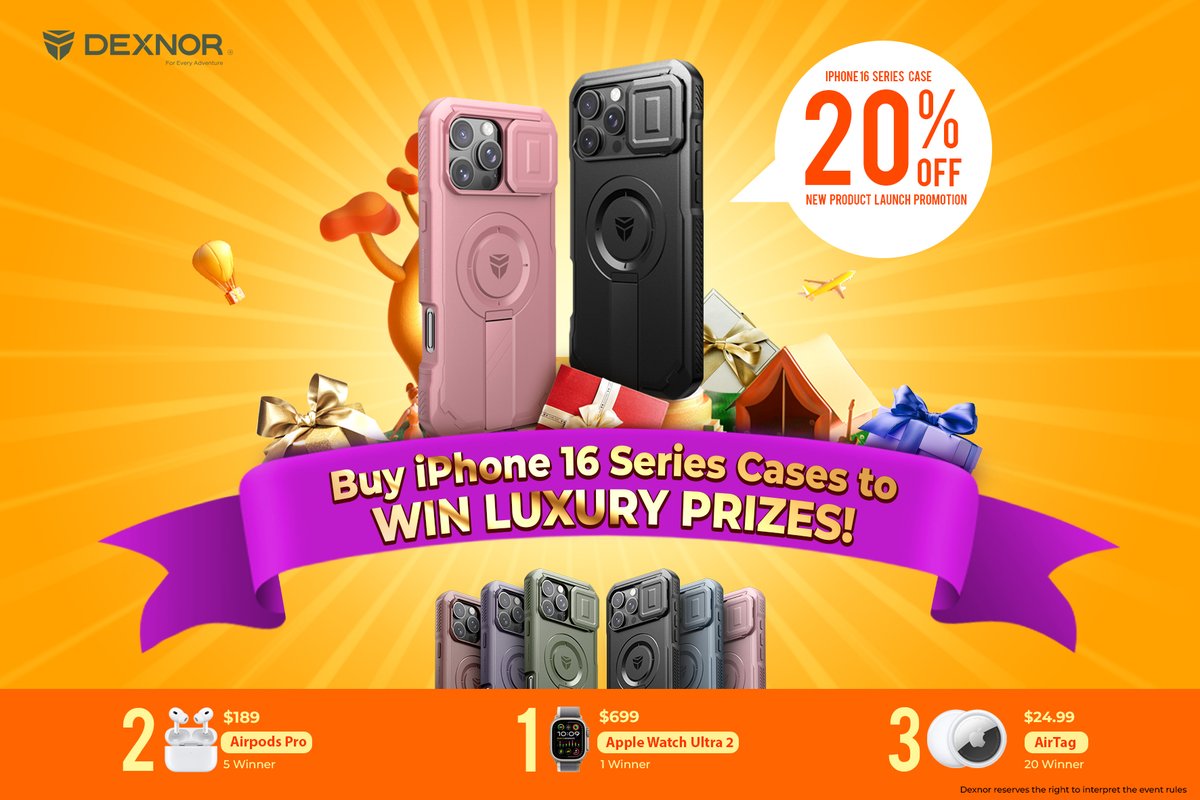 Dexnor5's tweet photo. Buy Dexnor iPhone 16 Series Cases to Win Luxury Gifts!! https://t.co/OIhOHTUn3Z #win via @GleamApp https://t.co/Dfov5s5UQO
