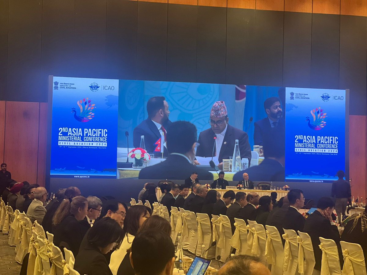 Nepal Embassy, India (@eonindia) on Twitter photo Hon Minister <a href="/badripandey1974/">Badri Pandey</a>, addressed the 2nd Asia Pacific Ministerial Conference on Civil Aviation today. He highlighted GoNтАЩs efforts to ensure an efficient, safe and sustainable aviation & requested ICAO & member countries to invest in Aviation Research &Training in Nepal. Hon Minister <a href="/badripandey1974/">Badri Pandey</a>, addressed the 2nd Asia Pacific Ministerial Conference on Civil Aviation today. He highlighted GoNтАЩs efforts to ensure an efficient, safe and sustainable aviation & requested ICAO & member countries to invest in Aviation Research &Training in Nepal.