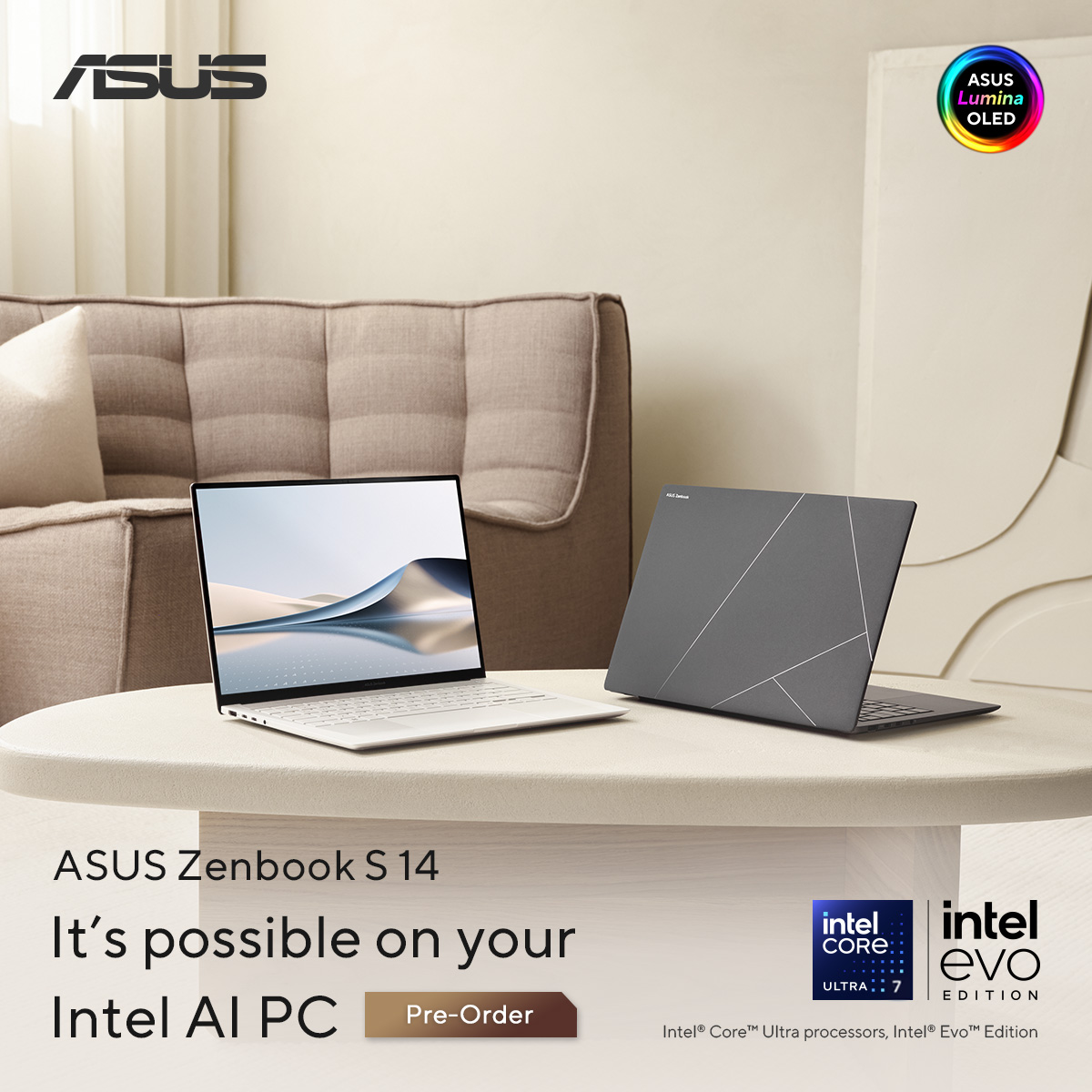 ASUSEgypt's tweet image. Imagine a world where creativity knows no bounds.
Where AI-powered possibilities unfold with every click. Upgrade your reality with Zenbook S 14, featuring next-level performance, stunning 3K OLED display and whisper-quiet operation. 
#ASUS_ZenbookS14  #IntelCoreUltra7