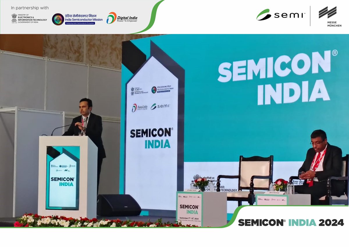 SEMIIndia's tweet photo. Akash Tripathi is optimistic that this session on development of Indian wireless module will facilitate manufacturers reach the new goal set at 5 Crore by 2026-27.
To know more, visit https://t.co/DTI28lIYP2.
#SEMICONIndia #events #SEMI #semiconductorconference #semiconductor #MakeInIndia #SemiconductorManufacturing #ChipDesign #TechForIndia #InnovationInIndia #DigitalIndia #SemiconductorIndustry #ElectronicsIndia
@SEMIconex @MesseMunchenIND @GoI_MeitY
@Semicon_India @_DigitalIndia
Sponsors: Applied Materials | KLA |
@LamResearch | SiLT-By Larsen & Toubro | @TataElectronics @TataCompanies |
@TokyoElectronUS | @KasfixedAssets |
@westerndigital | DISCO