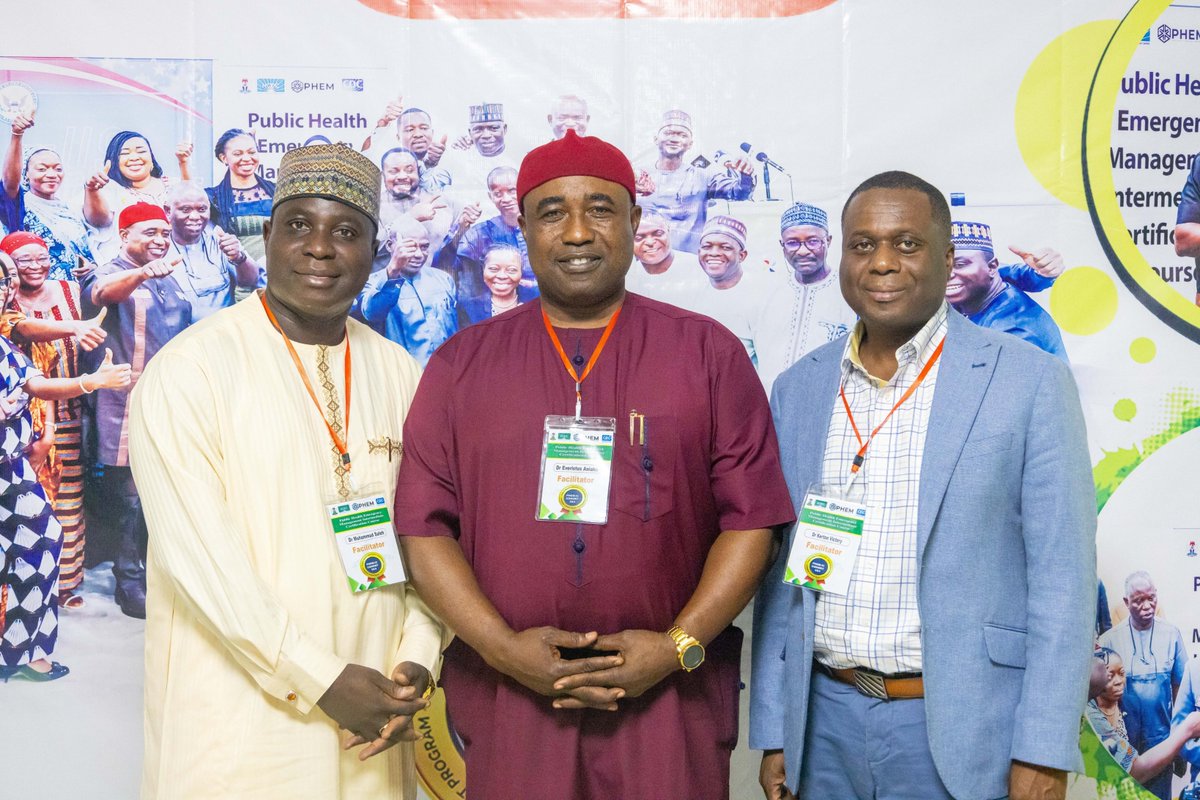 Dr_Everistus's tweet photo. First and foremost, I would like to extend my sincere gratitude to the Director-General of the Nigeria Centre for Disease Control (#NCDC) for entrusting me with the continued Lead role in our Public Health Emergency Management Intermediate Certification (#PHEM_IC) Course. I also sincerely appreciate our partners at the United States Centers for Disease Control and Prevention (USCDC) Nigeria. Your unalloyed support has been invaluable in planning and delivering this crucial training. We would not have achieved this significant milestone without your collaboration and dedication.
As we are progressing in offering the #PHEM_IC Cohorts 3 & 4 training, I am excited to witness the growth of our initiative. Being the pioneer lead fills me with pride, and I am proud to see how far we have come. This training offers a unique opportunity for participants to deepen their expertise in public health emergency management, equipping them with the necessary skills to protect the health and lives of Nigerians in line with our institutional mandate.
I look forward to seeing how the knowledge and skills gained here will shape the future of public health in Nigeria and beyond. 
Once again, thank you to the PHEM-IC secretariat team for your incredible job. Thank you to @NCDCgov @USCDCNIGERIA for your staunch support in making this great initiative a reality. @USCDCgov @ACDCgov @WHOAFRO #WHONIGERIA @WHOINT @WHO @valeriebemo @EIBenyeogor @FMOHnigeria @Chikwe_I  @docmmsaleh @PNMbah @WessamMankoula @IBRAHIMSONKO @snit5t @layebousso