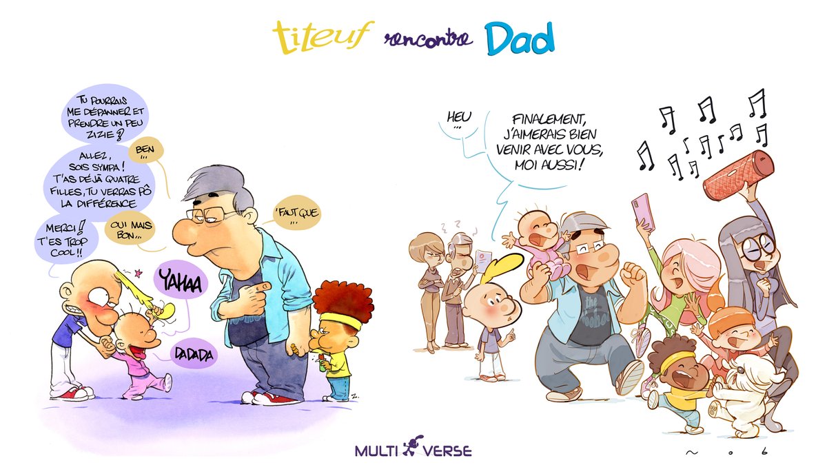 Aujourd'hui, Titeuf rencontre... Dad ! Il a l'air méga cool ce papa !

Une rencontre dansante entre l'univers de Nob et <a href="/Zeptheworld/">Zep</a>!

Un grand merci à Nob et aux <a href="/EditionsDupuis/">Éditions Dupuis</a> !

#Titeuf #Multiverse #Dad