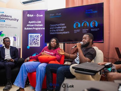 WikicatStalwart's tweet image. Got back to work, discussing the opportunities and challenges in the African web3 ecosystem with @Nat_Dwamena  and @finautho .

Trust me when I say this was a wrap!

Ended with a talk on the Hackathon, Programme and Expectations.

#LiskXAyaRoadshow
#onchainBuildersProgram