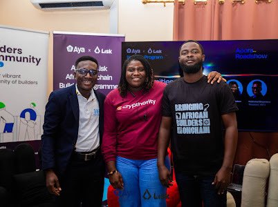 WikicatStalwart's tweet image. Got back to work, discussing the opportunities and challenges in the African web3 ecosystem with @Nat_Dwamena  and @finautho .

Trust me when I say this was a wrap!

Ended with a talk on the Hackathon, Programme and Expectations.

#LiskXAyaRoadshow
#onchainBuildersProgram