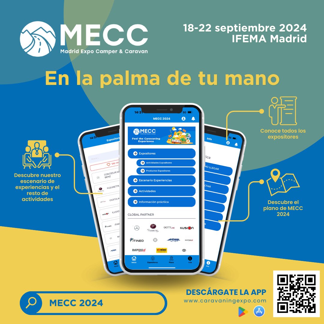 🎉 La APP oficial de #MECC2024 ya está disponible para Android e iOS.📱Con ella, tendrás todo lo que necesitas en un solo lugar: programa completo, lista de expositores, novedades de nuestros partners, y mucho más. Consigue tu entrada hoy bit.ly/3ThGiRV