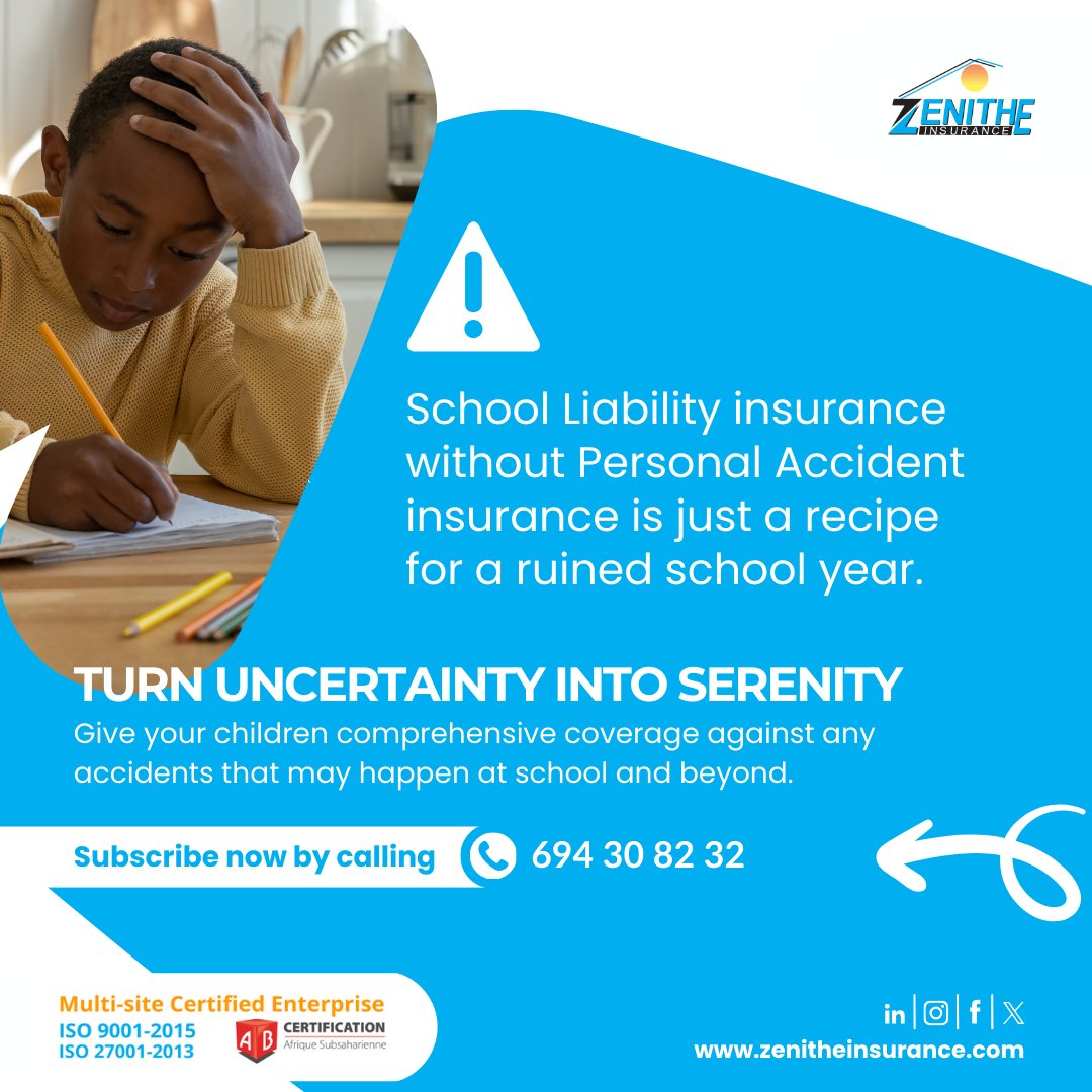 ZenitheInsuranc's tweet photo. Accidents happen, even when you are being the most cautious parent.

Don't let uncertainty ruin your family's school year.

Turn that stress into serenity with Zenithe! 

#ZenitheInsurance #PersonalAccidentInsurance #KidsSafety #BackToSchool #ProtectYourLittleOnes #NoMoreWorries https://t.co/27x8d6qhKn