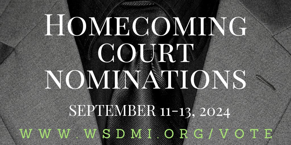 Homecoming Court Nominations begin today! Students should cast ballots for students in their grade level at wsdmi.org/vote. Voting close Friday, 9/13, 12:00pm. Have your voice heard for this important homecoming tradition! #CaptainPride