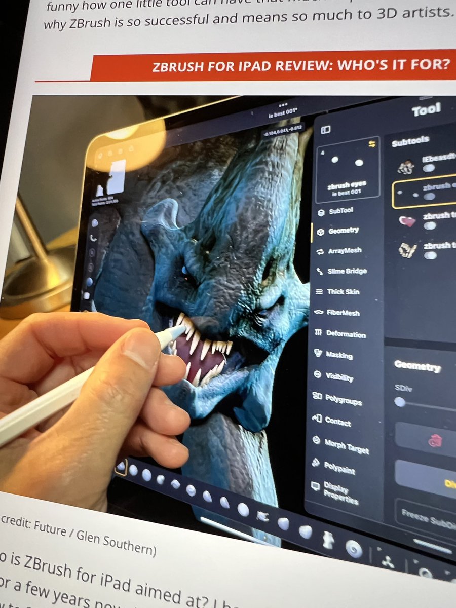 SouthernGFX's tweet photo. Anyone Jumped into ZBrush for ipad heavily today?
-
@CreativeBloq #maxonvfx #zbrushforipad https://t.co/W9iuj4EpLn