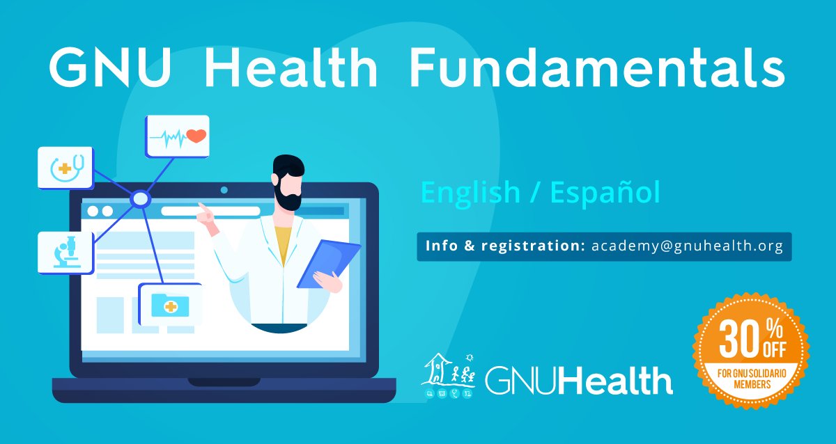 GNU Health (@gnuhealth@mastodon.social) (@gnuhealth) on Twitter photo Get the latest on #GNUHealth Hospital and Laboratory management with the official training, focusing on the upcoming GH HIS 5.0!🏥🩺
Those of you who support our mission at <a href="/gnusolidario/">GNU Solidario (@gnusolidario@mastodon.social)</a> get a 30% discount 🤗
More info at:
gnuhealth.org/gh-academy.html
#GNU #OpenScience #FreeSoftware Get the latest on #GNUHealth Hospital and Laboratory management with the official training, focusing on the upcoming GH HIS 5.0!🏥🩺
Those of you who support our mission at <a href="/gnusolidario/">GNU Solidario (@gnusolidario@mastodon.social)</a> get a 30% discount 🤗
More info at:
gnuhealth.org/gh-academy.html
#GNU #OpenScience #FreeSoftware
