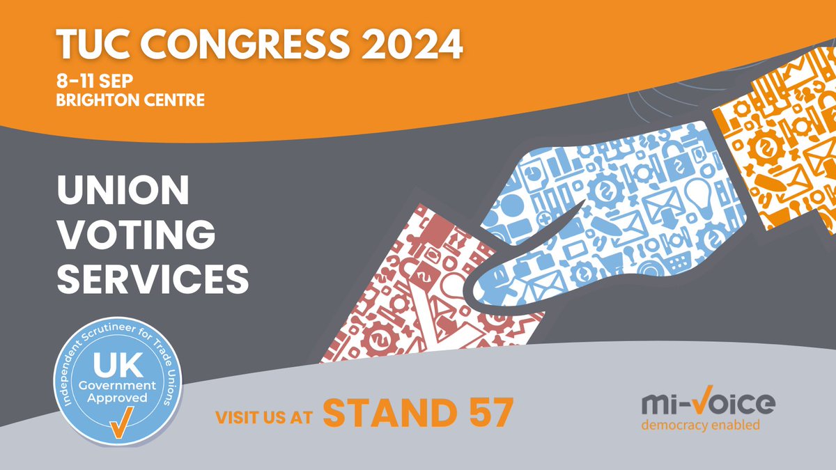 Democracy enabled (@mivoice) on Twitter photo It's the final day of <a href="/The_TUC/">Trades Union Congress</a> TUC Congress 2024! If you're looking for a responsive #voting provider, visit us at Stand 57 to find out how we can support all your #union voting needs #TUC24 #TUC2024 It's the final day of <a href="/The_TUC/">Trades Union Congress</a> TUC Congress 2024! If you're looking for a responsive #voting provider, visit us at Stand 57 to find out how we can support all your #union voting needs #TUC24 #TUC2024