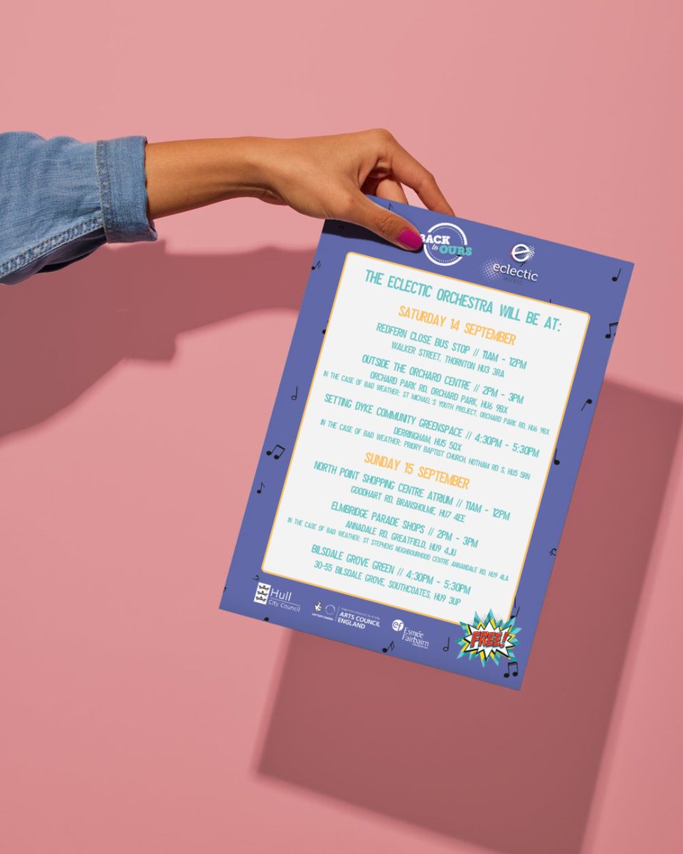 Back to Ours (@btohull) on Twitter photo 🎶 1 DAY TO GO🎶
That’s right, we're bringing a FREE live <a href="/eclectichull/">Eclectic Music</a> show right to your doorstep. Think big-blockbuster tunes and songs we know you’ll love 🎻✨
Find out more ➡️bit.ly/BTOorchestra
Funded by a Grant to Arts from <a href="/Hullccnews/">Hull City Council</a>. 🎶 1 DAY TO GO🎶
That’s right, we're bringing a FREE live <a href="/eclectichull/">Eclectic Music</a> show right to your doorstep. Think big-blockbuster tunes and songs we know you’ll love 🎻✨
Find out more ➡️bit.ly/BTOorchestra
Funded by a Grant to Arts from <a href="/Hullccnews/">Hull City Council</a>.