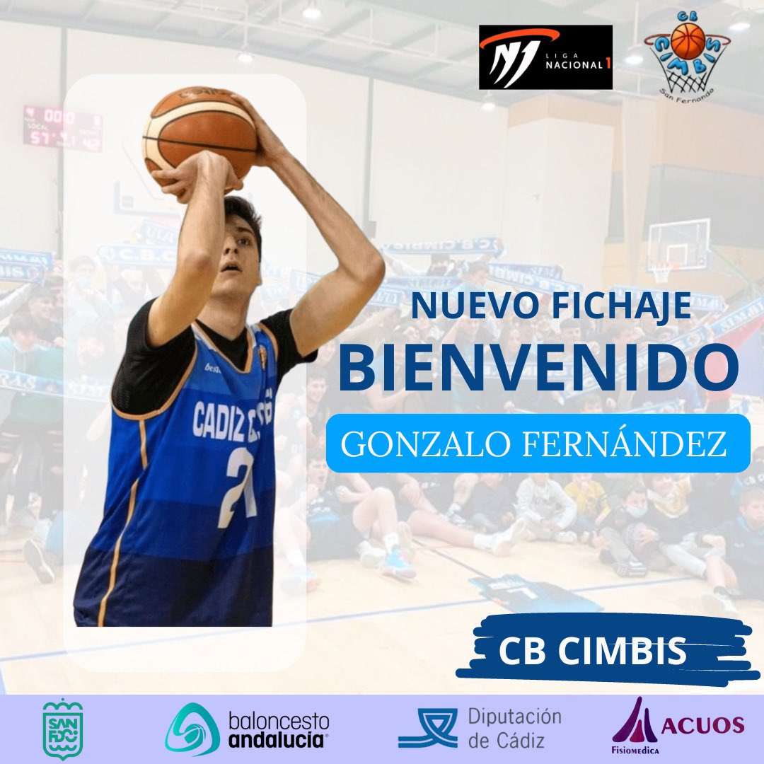 CB CIMBIS (@cbcimbis) on Twitter photo FICHAJE NACIONAL 1‼️
Anunciamos nuestro segundo fichaje del primer equipo. Un fichaje de altura!!🦒
GONZALO, un jugador proveniente del club CB GADES que hace ya unos años vistió la camiseta del club.
BIENVENIDO GONZALOO!!!💙🖤 FICHAJE NACIONAL 1‼️
Anunciamos nuestro segundo fichaje del primer equipo. Un fichaje de altura!!🦒
GONZALO, un jugador proveniente del club CB GADES que hace ya unos años vistió la camiseta del club.
BIENVENIDO GONZALOO!!!💙🖤