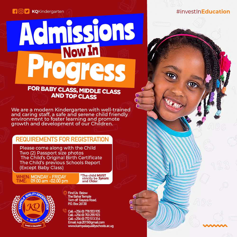 kqkindergarten's tweet image. #admissionsopen for Term III for Baby to Top Class from Monday to Friday, 09:00am- 02:00pm.👍For details; #CallOrWhatsapp: +256 763 788 455 /+256 703 255 923. #ApplyNow #joinus @NLLNews

#Airport #HanifaHeist #RosemaryExposed #QatarAirways #Sudi #Kisoro #Maandamano #Endarasha