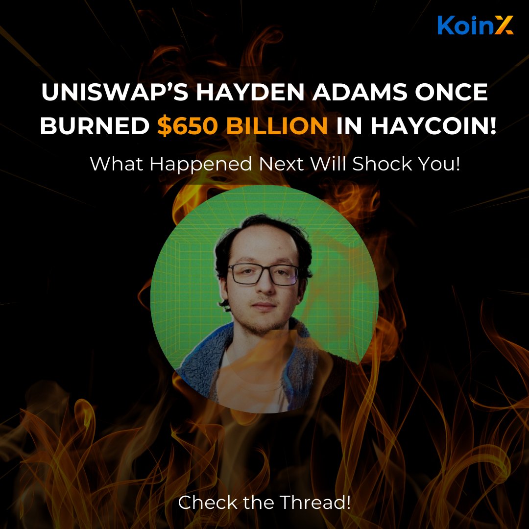 Day 1 of Crazy Crypto Stories!

🚨 Last year Uniswap founder <a href="/haydenzadams/">Hayden Adams 🦄</a>  shocked the crypto world by burning 99.9% of HayCoin (HAY), valued at $650 billion! 💥

After this, the token value went up by 235% within 24 hours!

Know more on why and how he did what he did! 🧵
