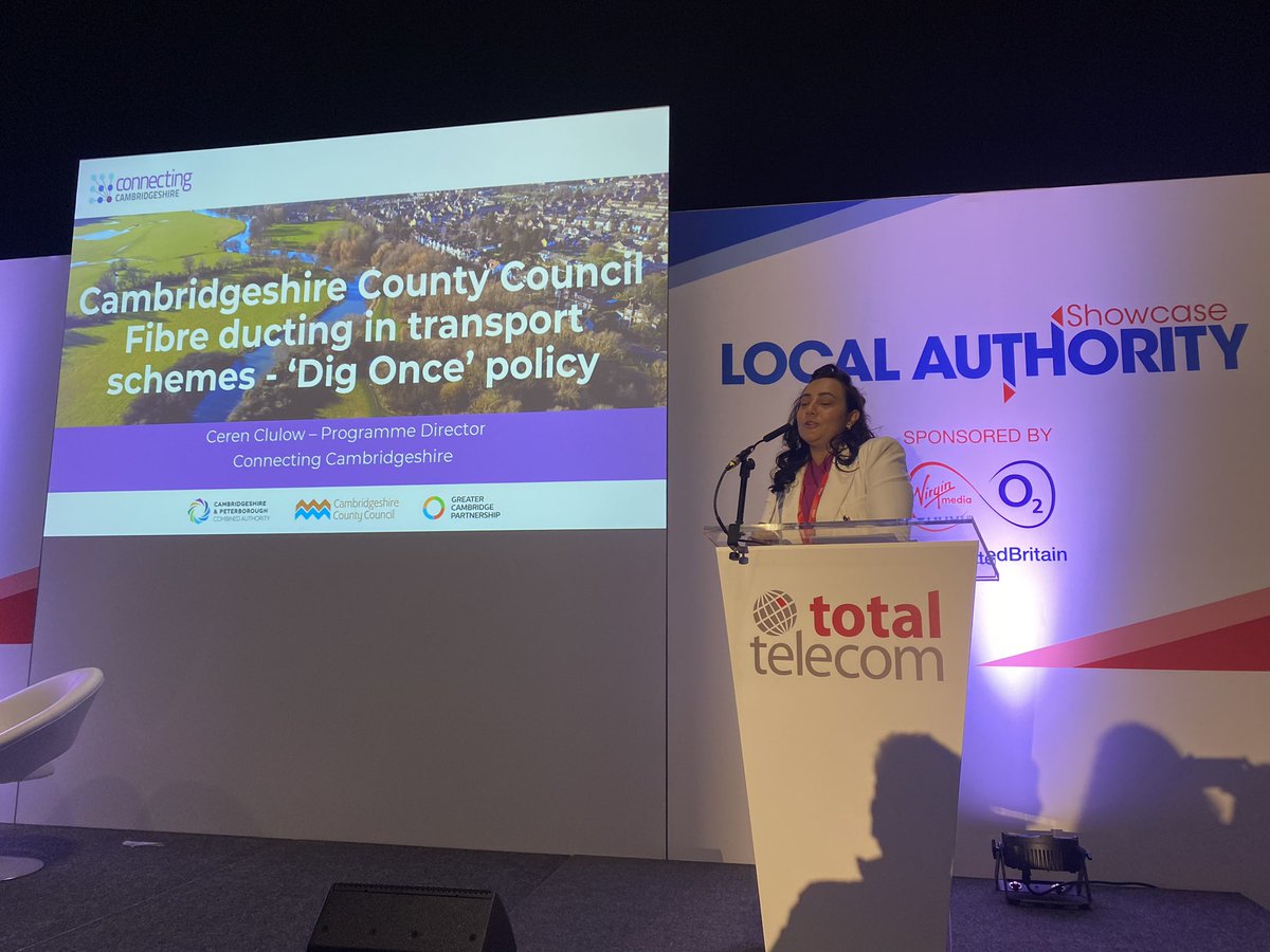 Talking about the success and benefits of Connecting Cambridgeshire Dig Once policy for Cambridgeshire at #ConnectedBritain 

<a href="/CerenClulow/">Ceren Clulow</a> <a href="/CambsCC/">Cambridgeshire County Council</a> <a href="/CambsPboroCA/">Cambridgeshire and Peterborough Combined Authority</a> <a href="/GreaterCambs/">Greater Cambridge Partnership</a> <a href="/totaltelecom/">Total Telecom</a> #LocalAuthority